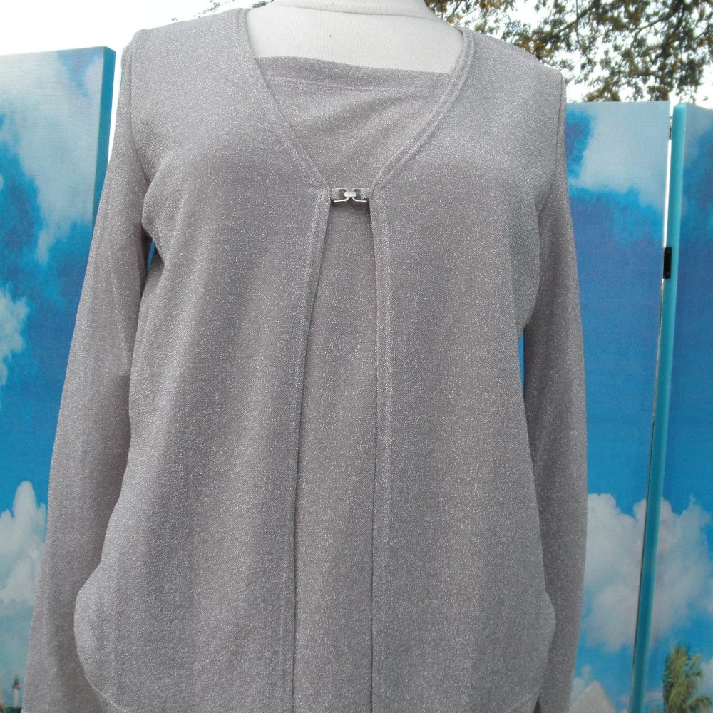 NEW by AGB BYER CALIFORNIA,ELEGANT PINK METALLIC LONG SLEEVE MEDIUM GLITTERY TOP